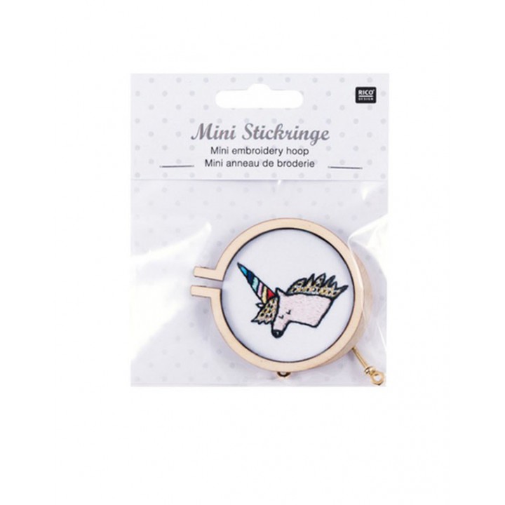 Kit mini anneau de broderie - Licorne - rond, Rico Design  - 1