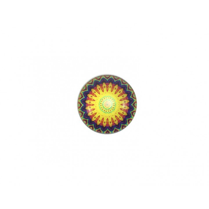 Bouton Mandala - Jaune 18 mm  - 1