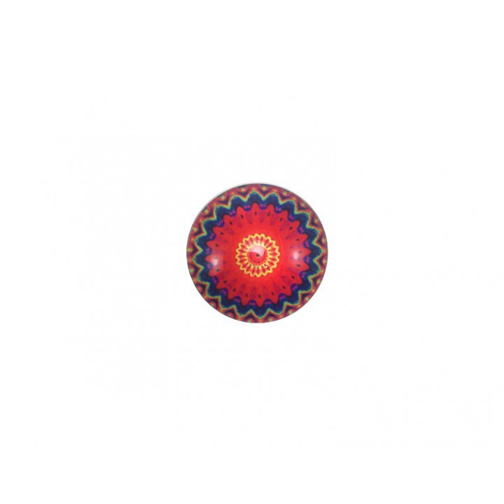 Bouton Mandala - Rouge 18 mm  - 1