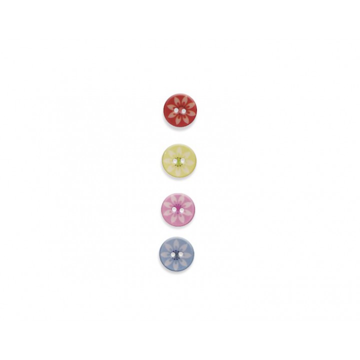 Bouton fantaisie - Fleurs pastels 15 mm  - 1
