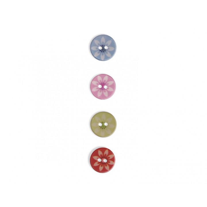 Bouton fantaisie - Fleurs pastels 15 mm  - 2