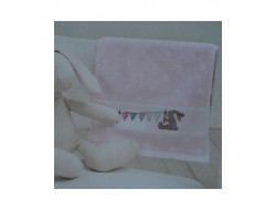 Serviette invité à pois rose RICO point de croix