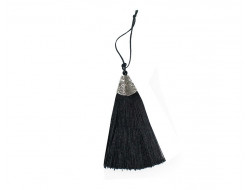 Pompon 8 cm avec capuchon métallique - Noir